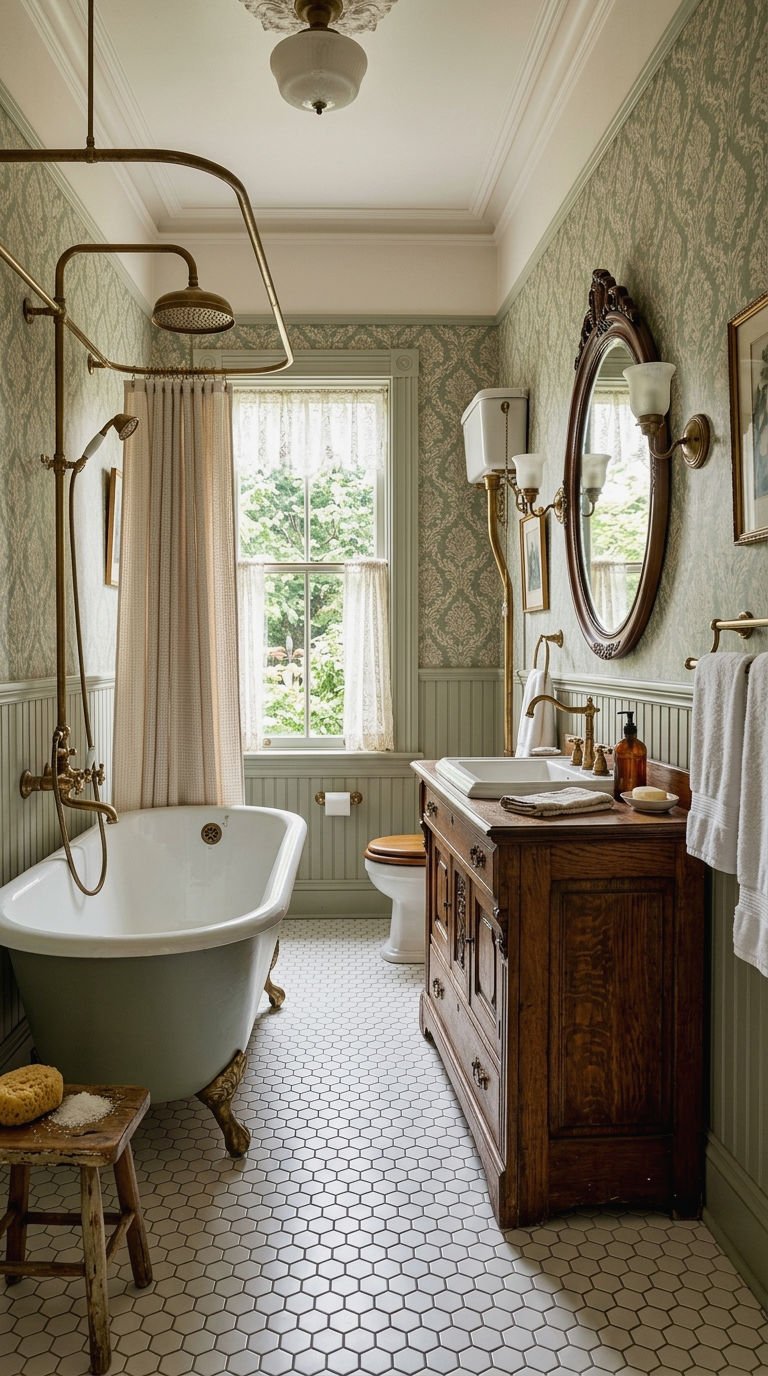 25. Antique Vanity Bathroom Setting