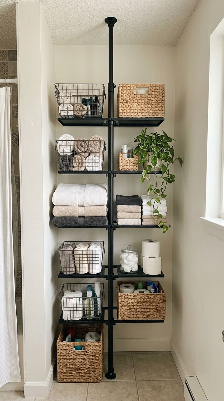 24 Bathroom Wall Shelves Ideas That Will Transform Your Space 14 14. Apartment Friendly Shelf Picks