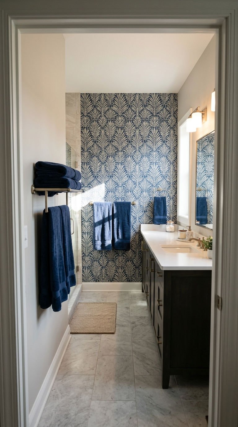 11. Bathroom Accent Wall Wallpaper Looks