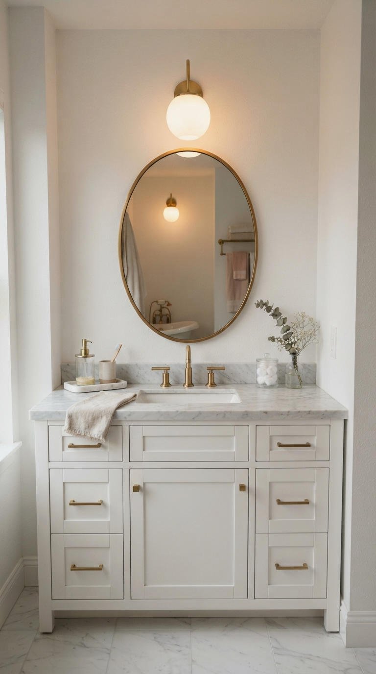 12. Bathroom Vanity Lighting Over Oval Mirror