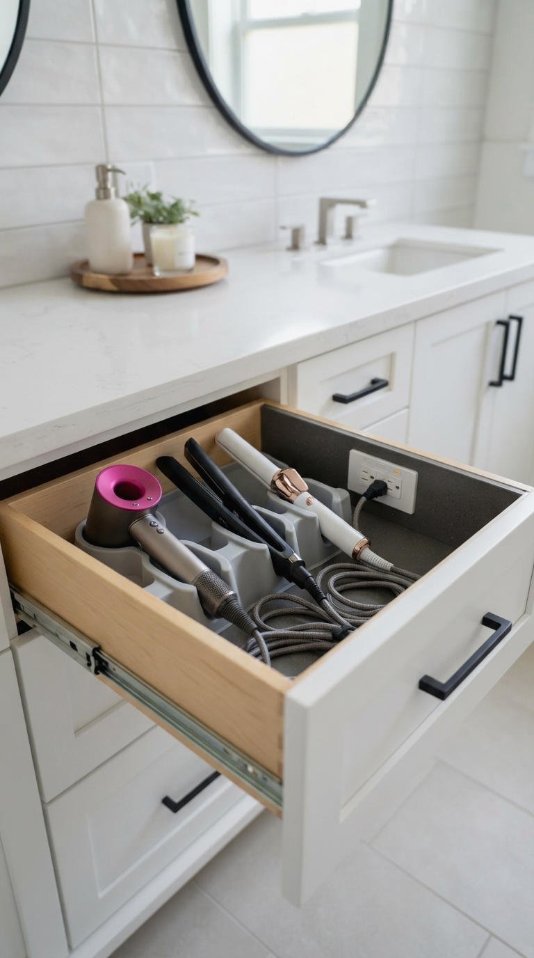 17. Bathroom Vanity With Blow Dryer Storage