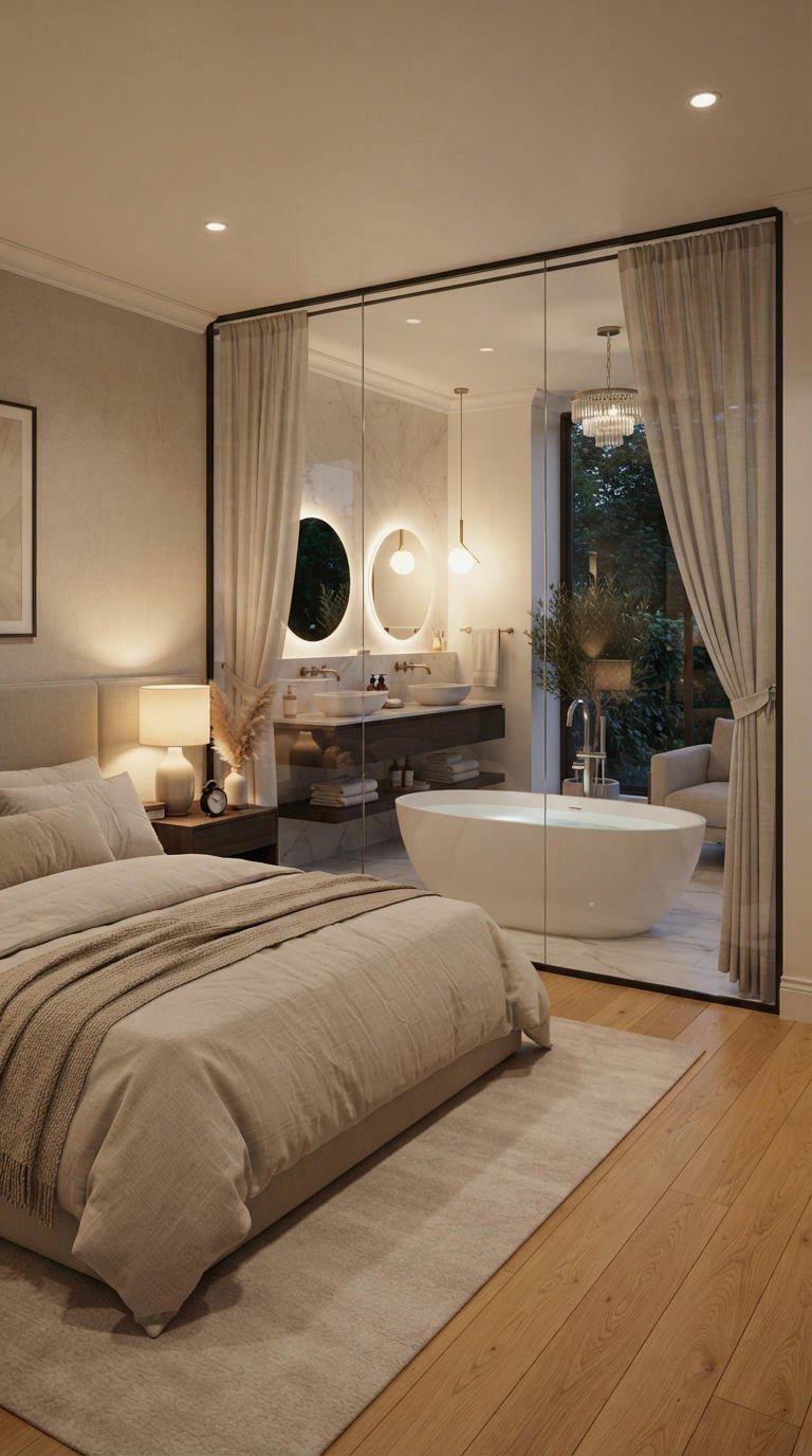 2. Bathroom With Glass Wall to Bedroom