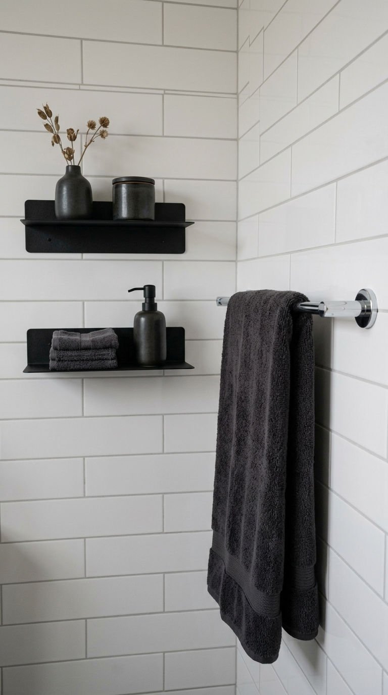 24 Bathroom Wall Shelves Ideas That Will Transform Your Space 12 12. Black And Silver Shelf Finishes