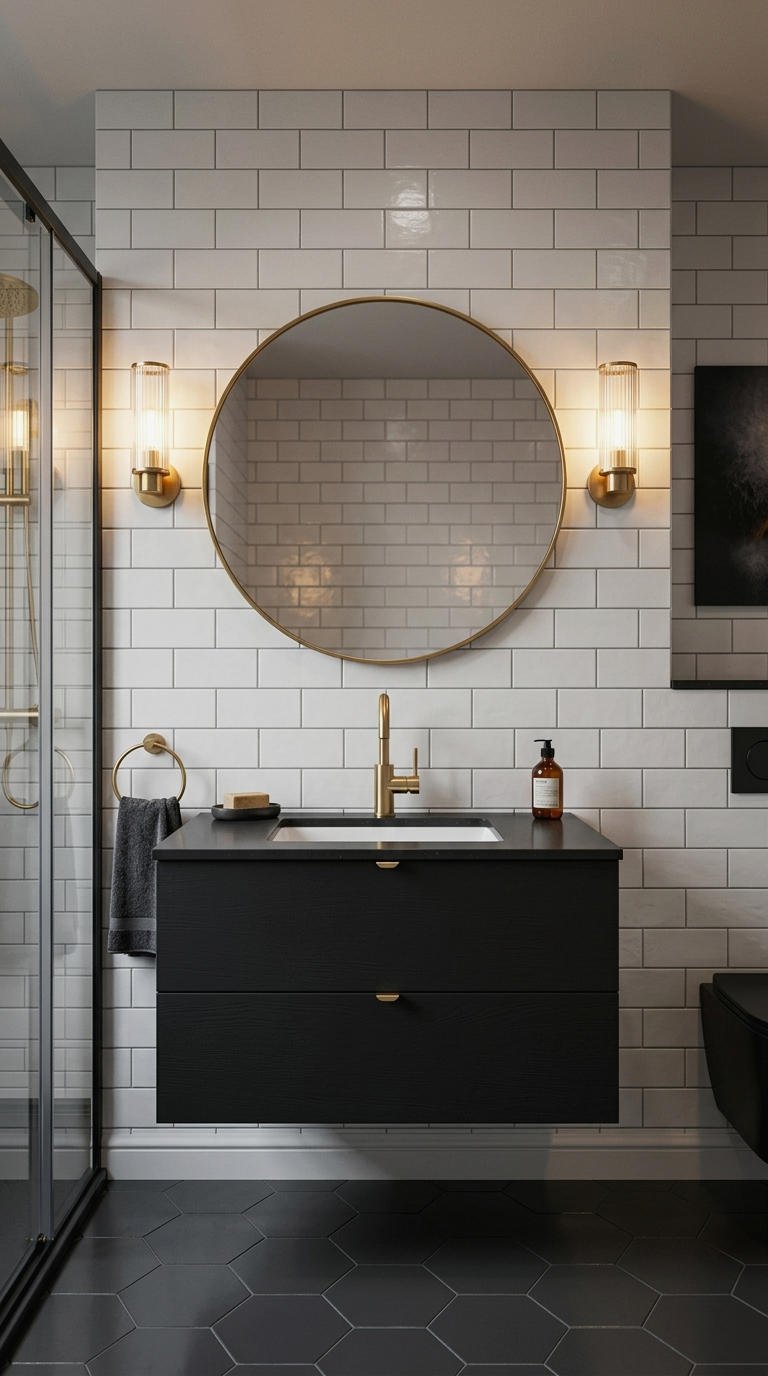 6. Black Floating Vanity for Bold Contrast