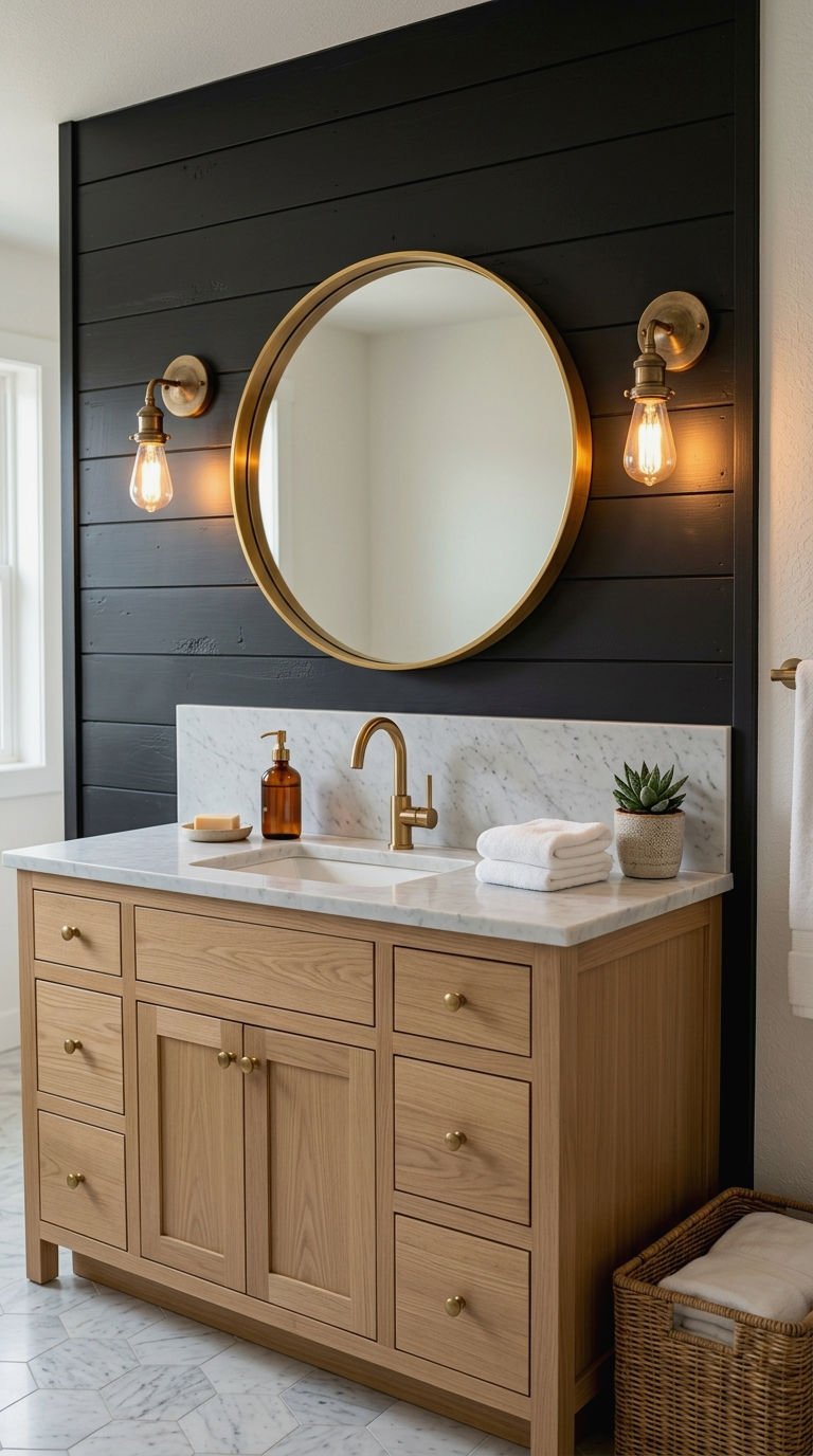 17. Black Shiplap Behind a Vanity