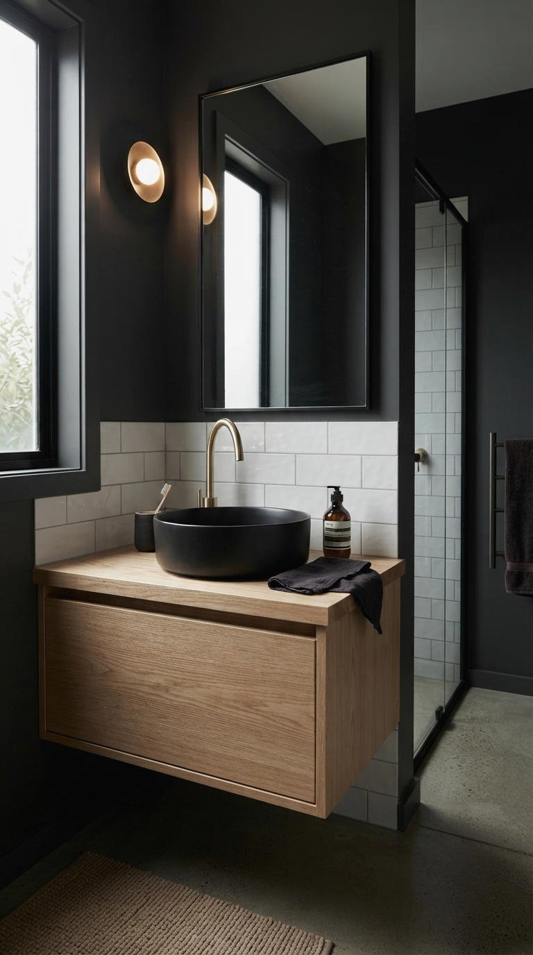 3. Black Vessel Sink Bathroom Drama
