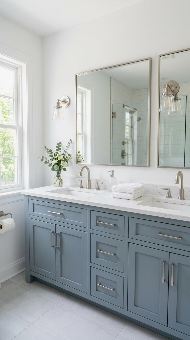 22. Blue Gray Vanity With White Walls