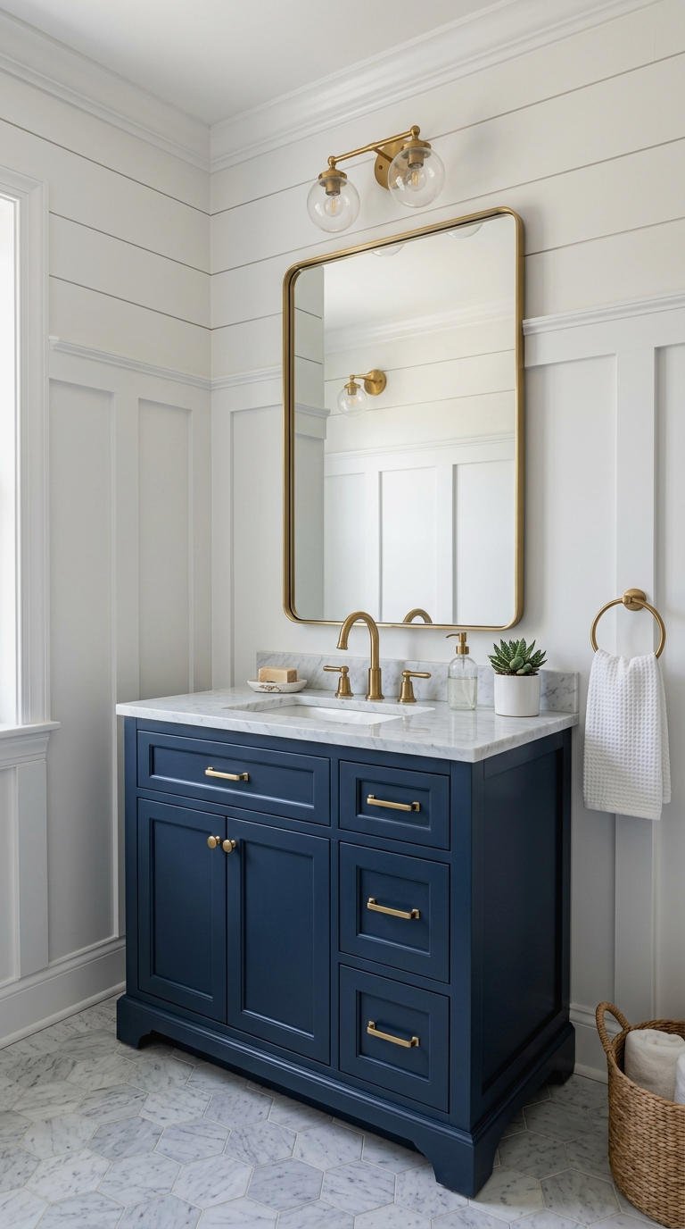 25. Board and Batten Blue Vanity