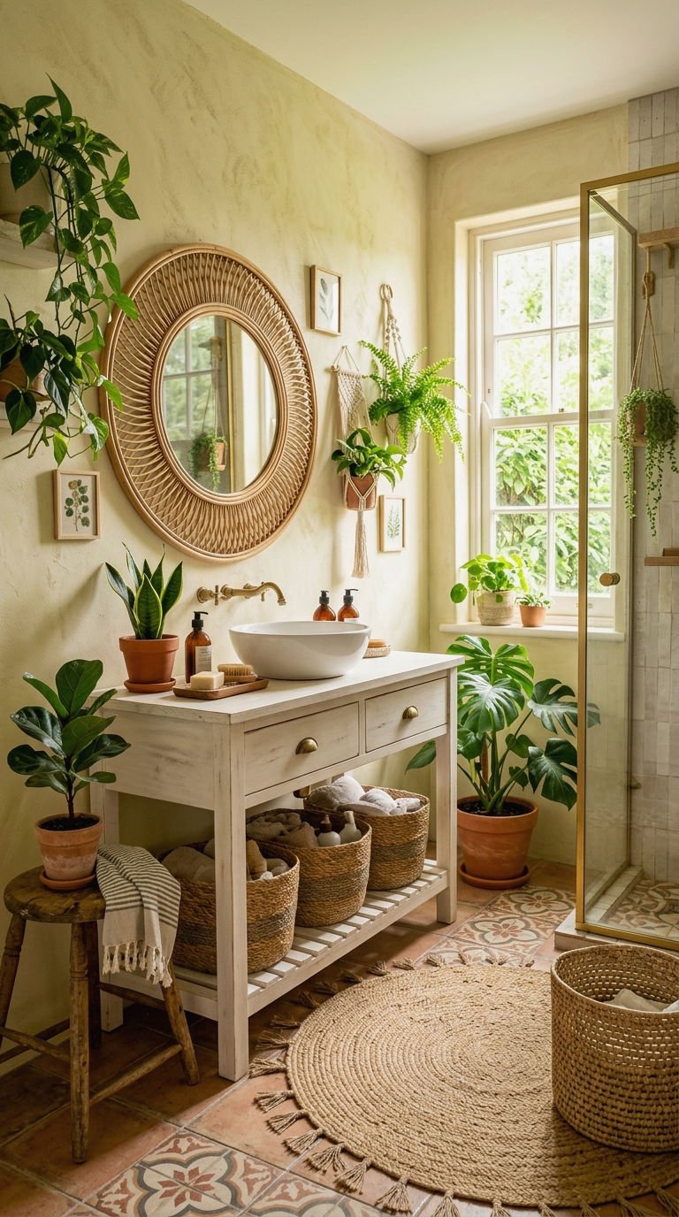 21. Boho Style White Vanities