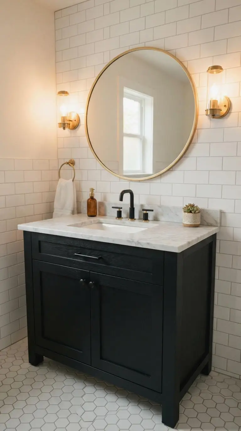 7. Bold Black Single Sink Vanity