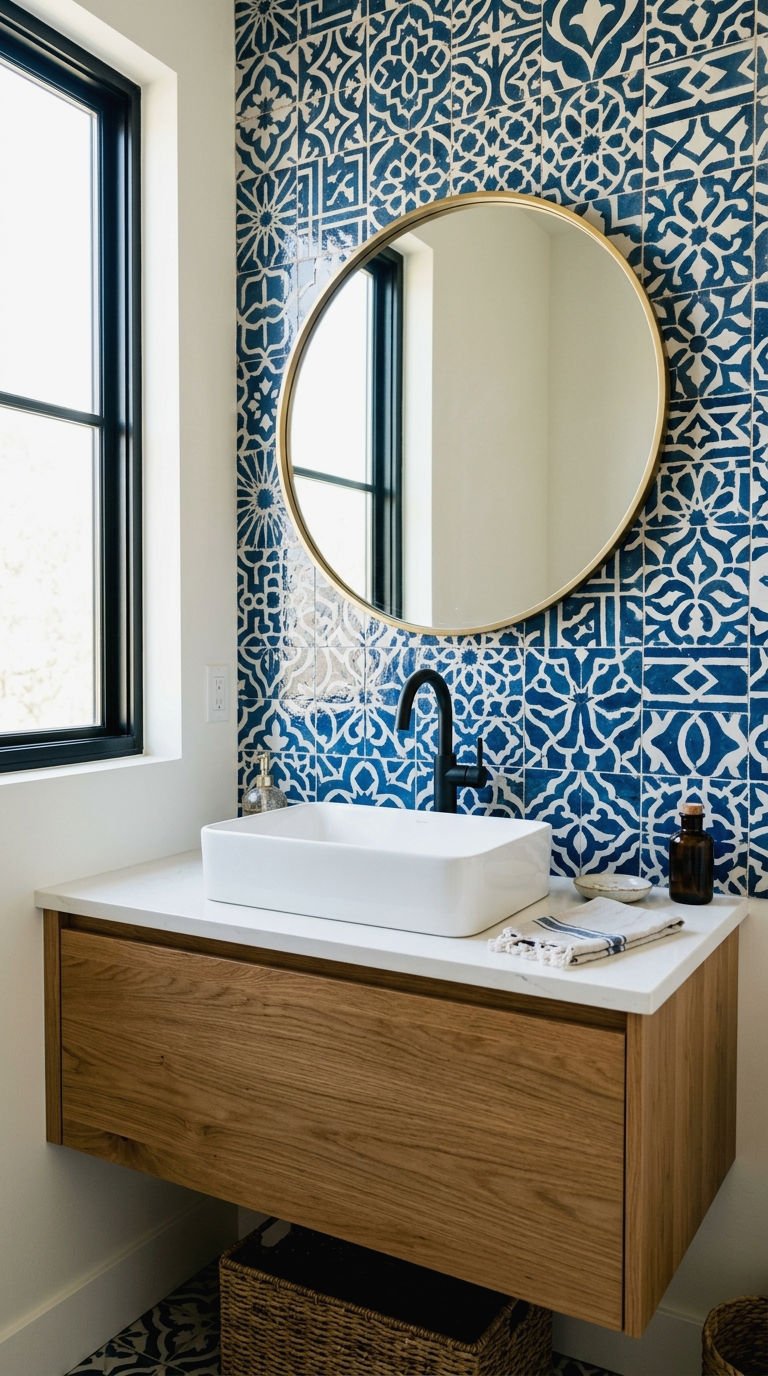 8. Bold Geometric Pattern Backsplash