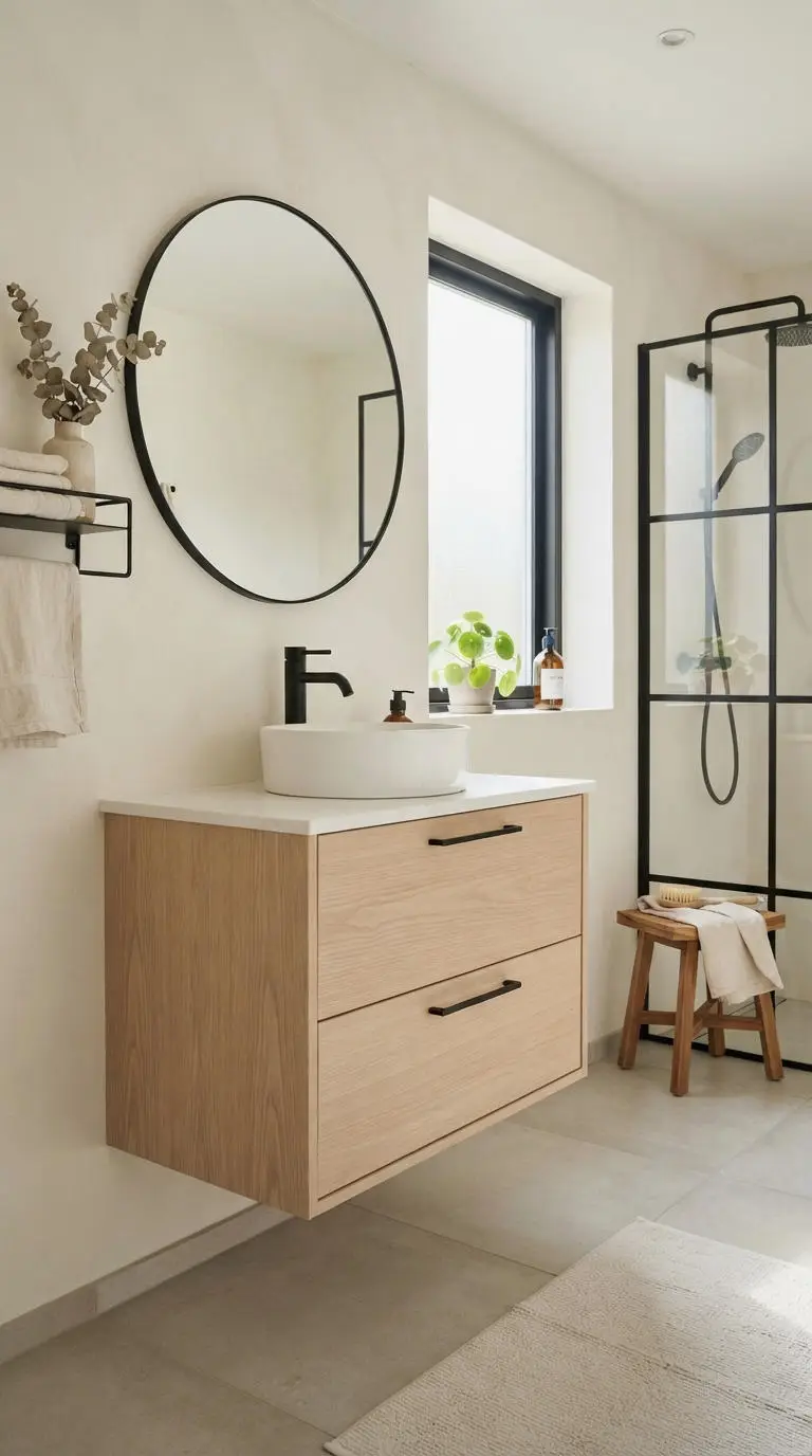 3. Bright Light Wood Vanity Bathroom