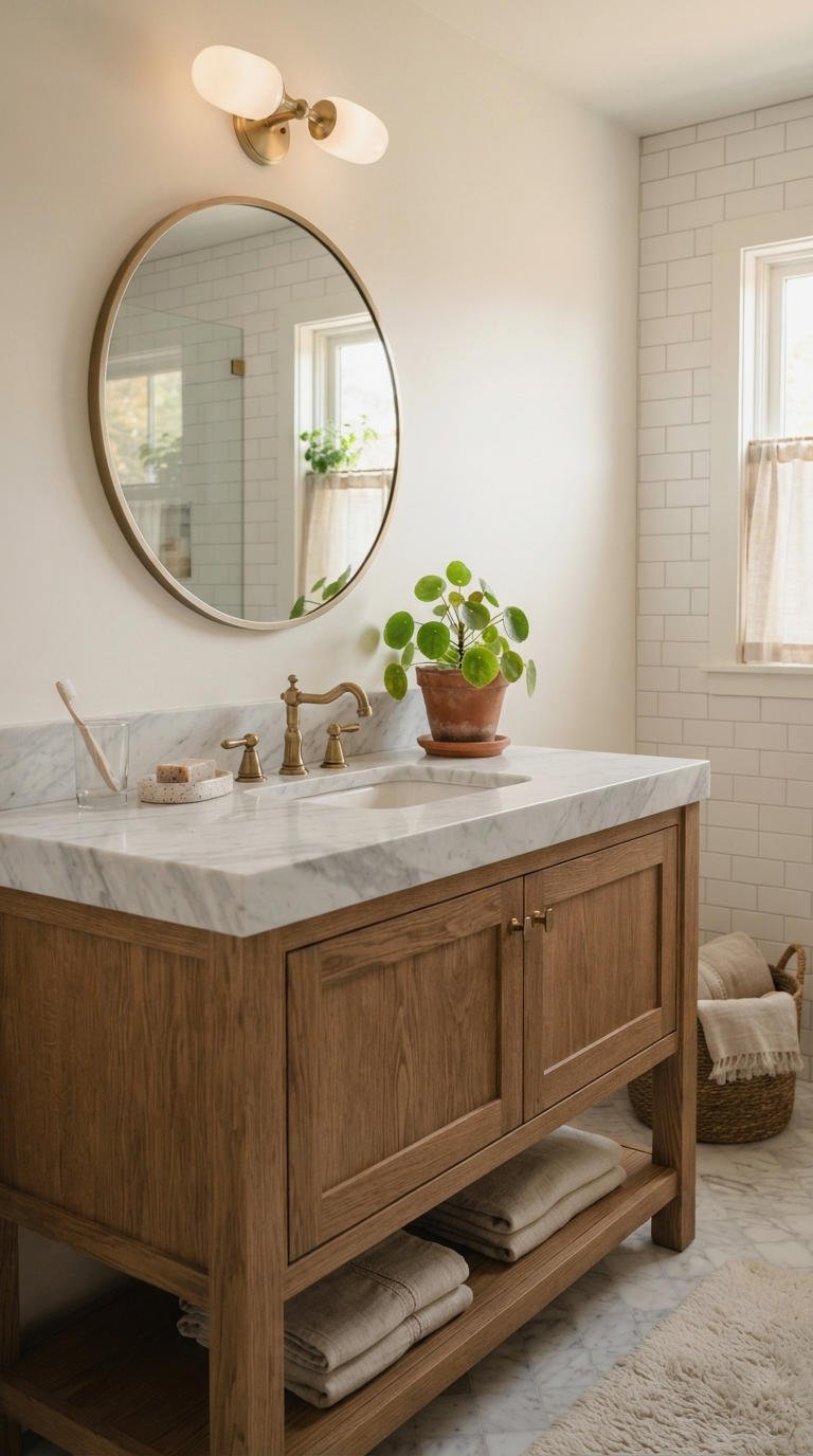 4. Carrara Marble Bathroom Vanity Charm