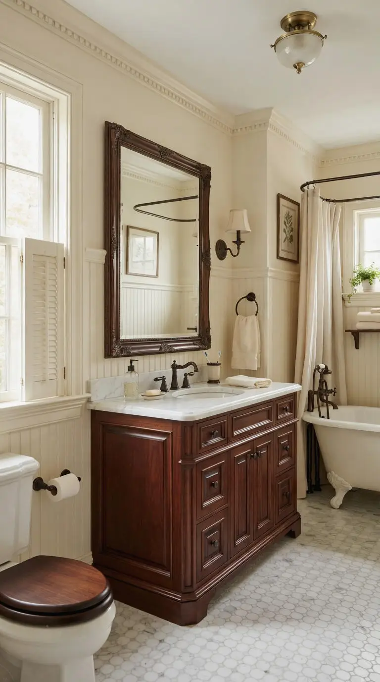 21. Cherry Wood Vanity Bathroom Glow