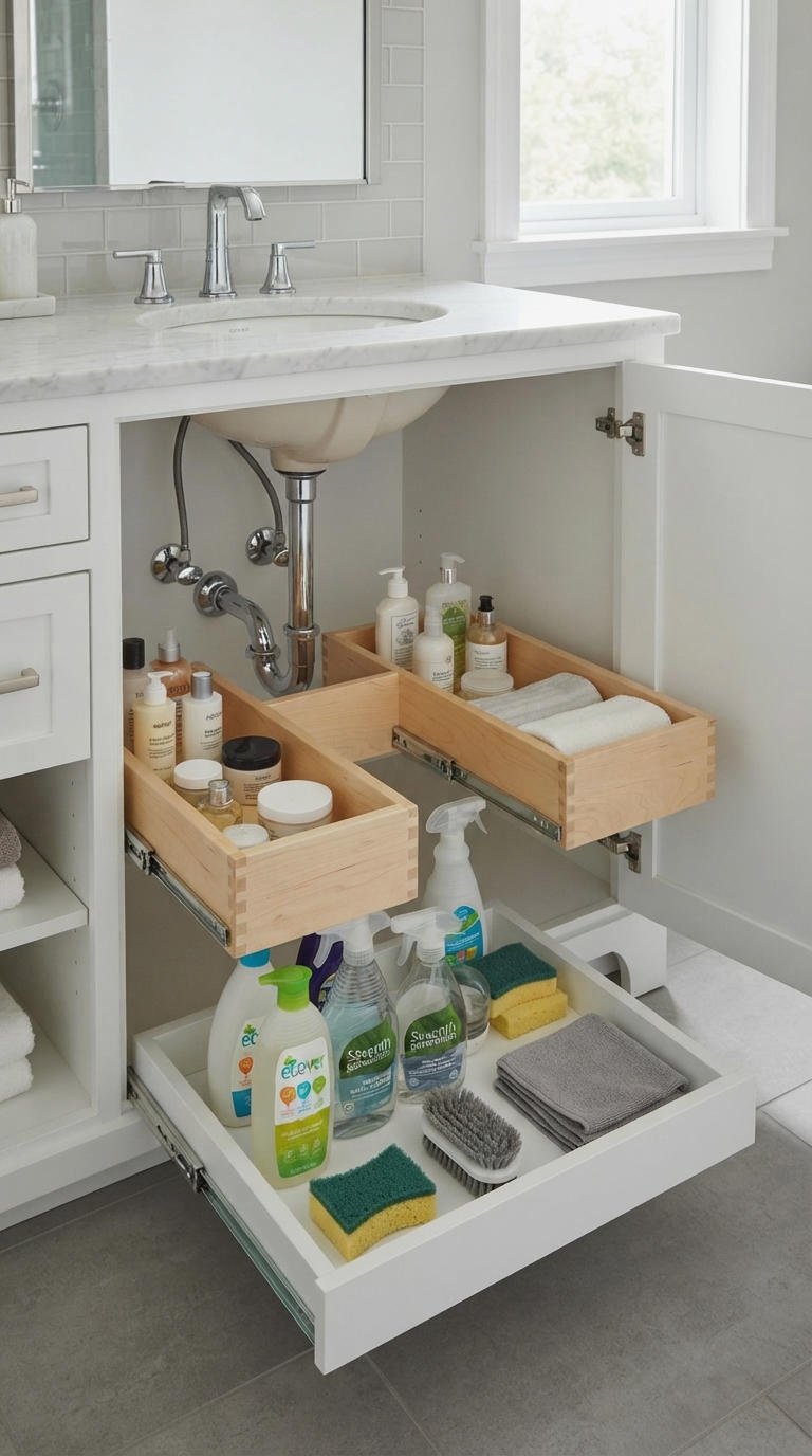 18. Clever Bathroom Vanity With Pull-Out Storage