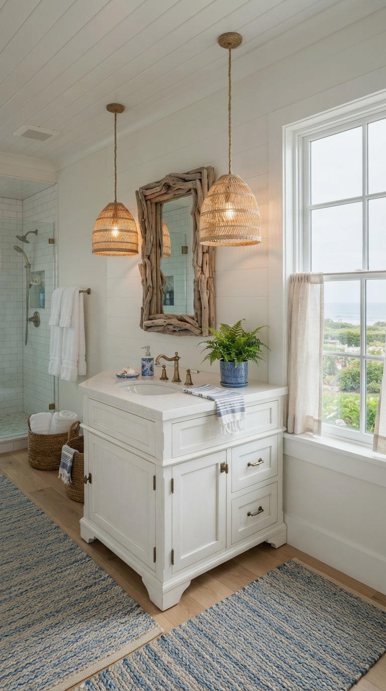 16. Coastal Bathroom Vanity Lighting Vibes