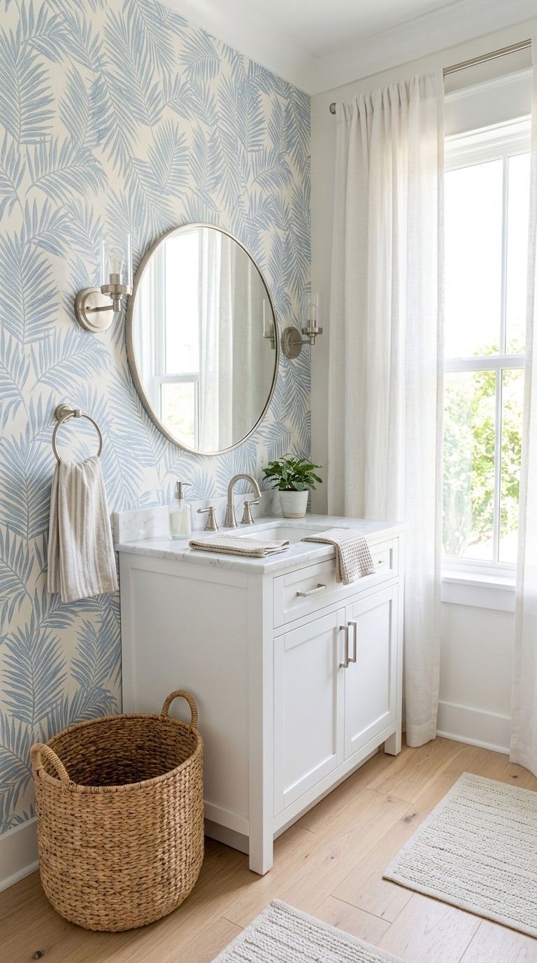 15. Coastal Bathroom Wallpaper Inspiration