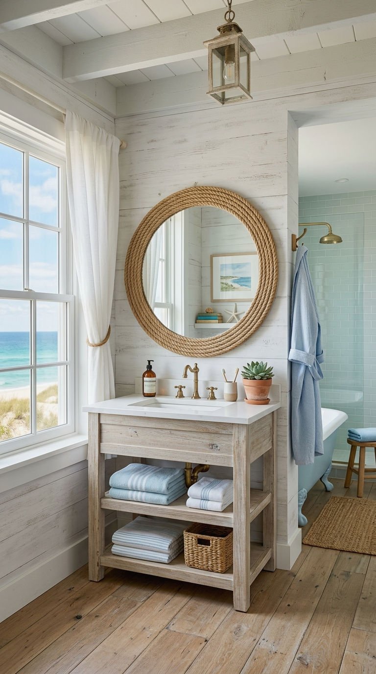 14. Coastal Paneling for a Beachy Bath