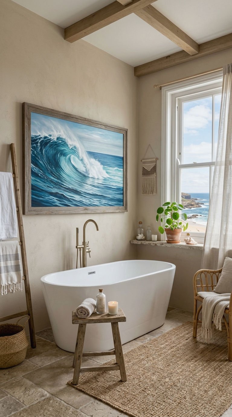 7. Coastal and Beach Bathroom Art