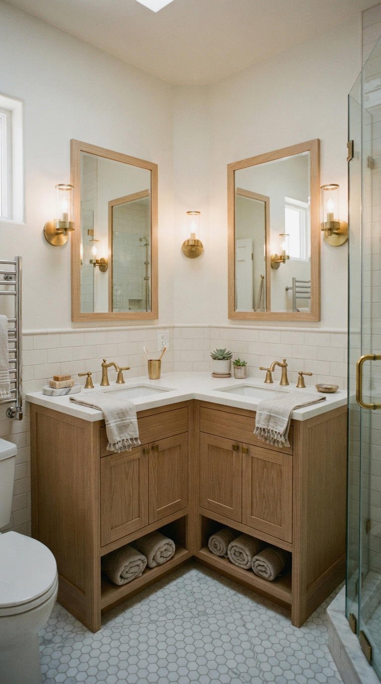 29. Corner Double Sink Vanity Layouts