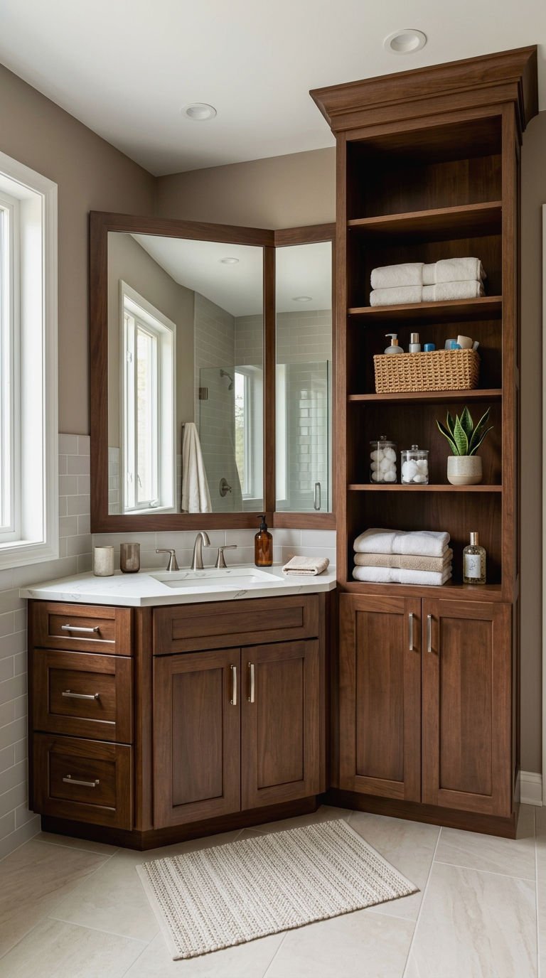 13. Corner Vanity With Storage Tower