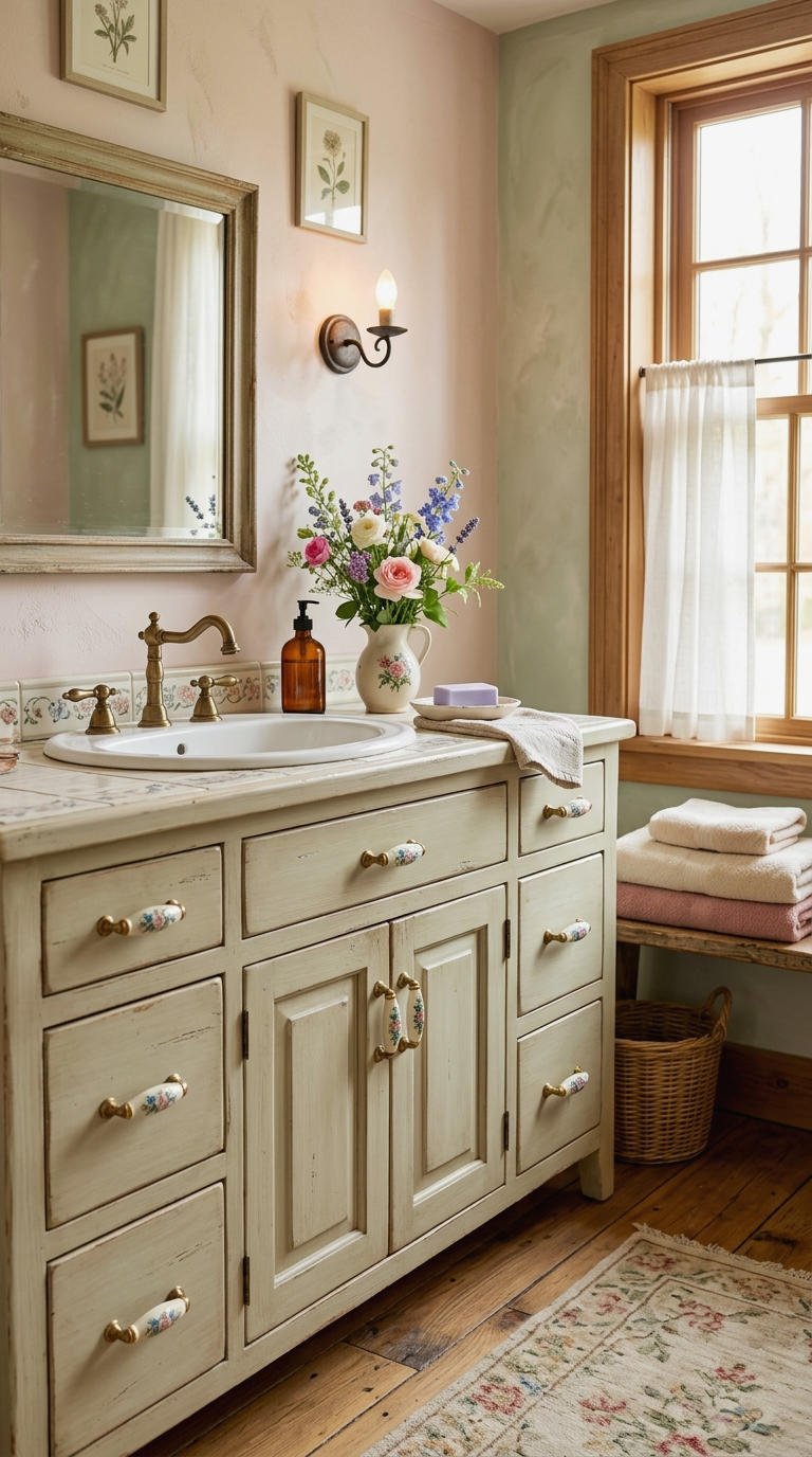 22. Country Style Farmhouse Vanity Touch
