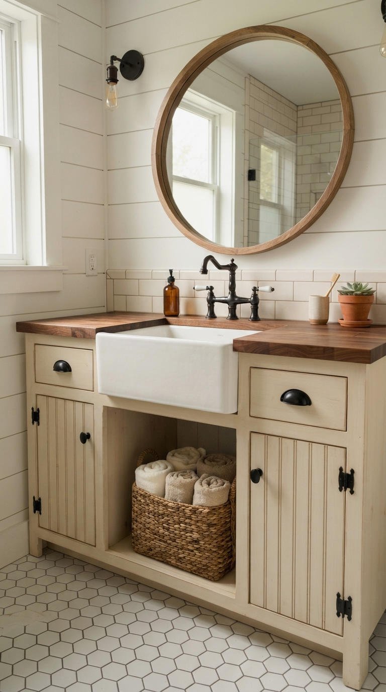 12. Cozy Farmhouse Single Sink Vanity