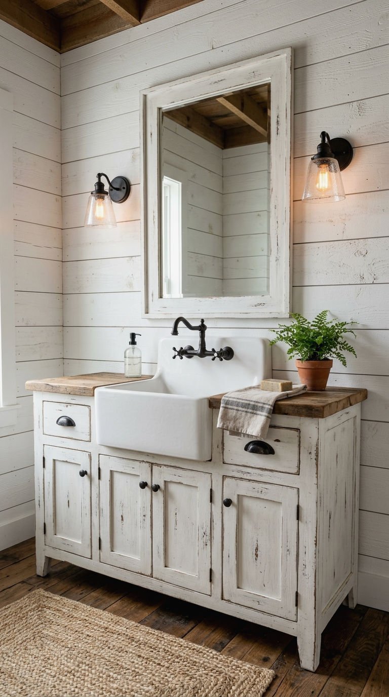 16. Cozy Farmhouse Vintage Vanity
