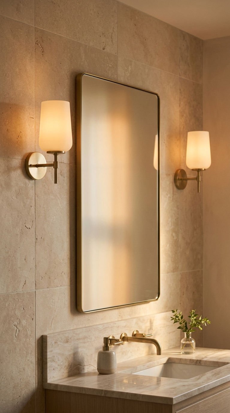 22 Bathroom Wall Sconce Picks That Actually Make Sense 16 16. Cream Glass Sconces for Warm Light