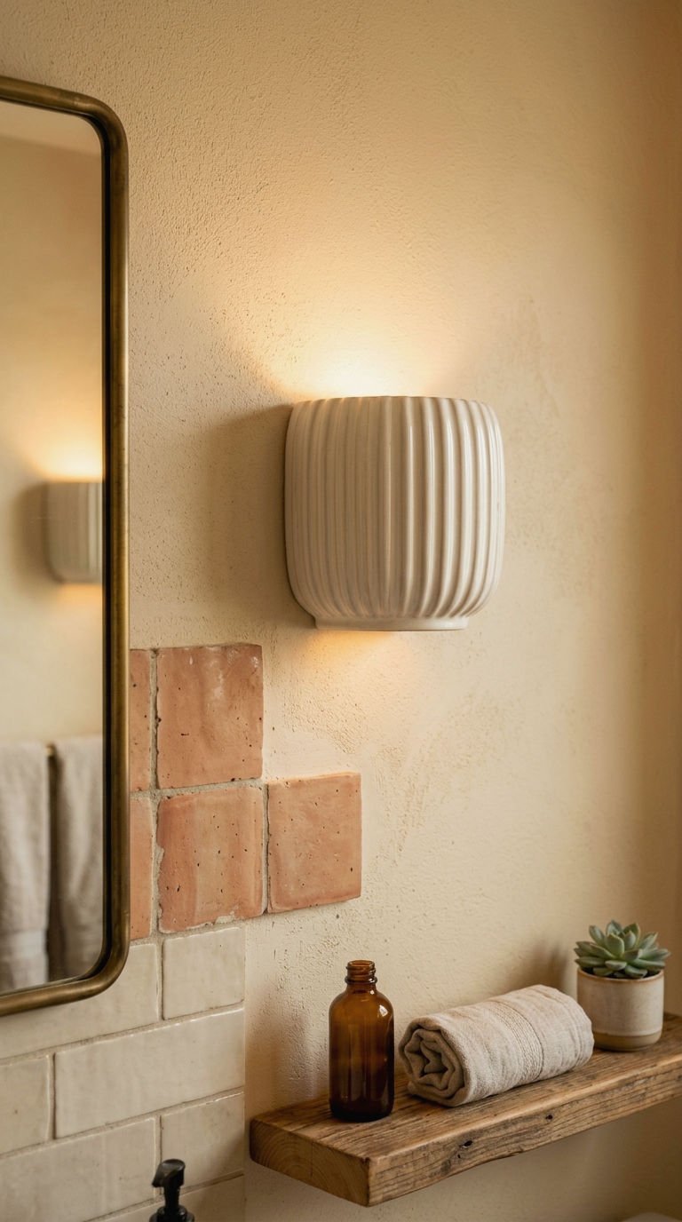 16. Cream Glass and Ceramic Wall Lights