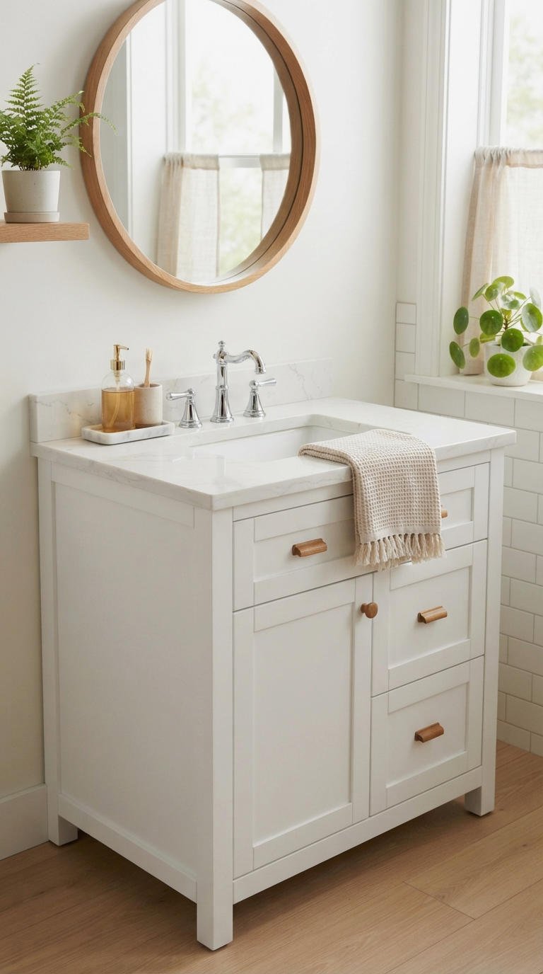 14. Crisp White Single Sink Vanity