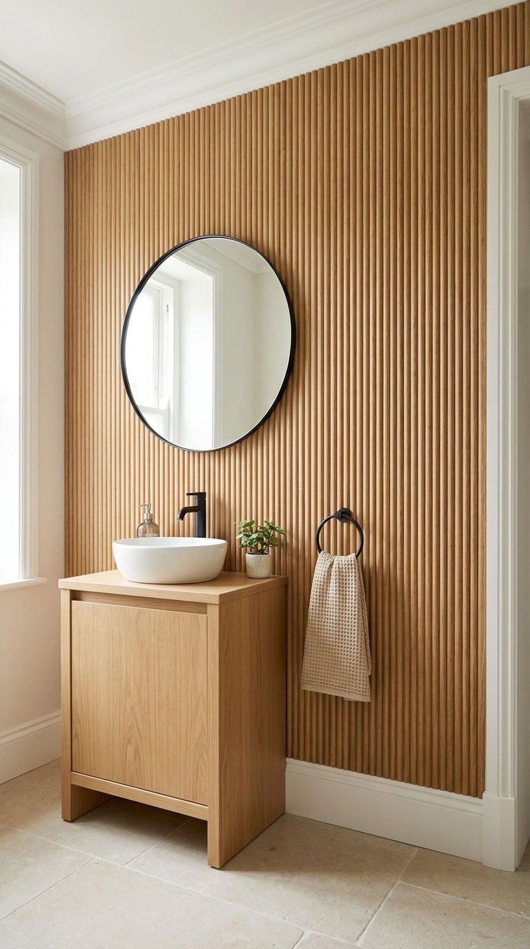 18 Bathroom Accent Wall Ideas That Actually Work 18 18. DIY Pole Wrap Accent Wall
