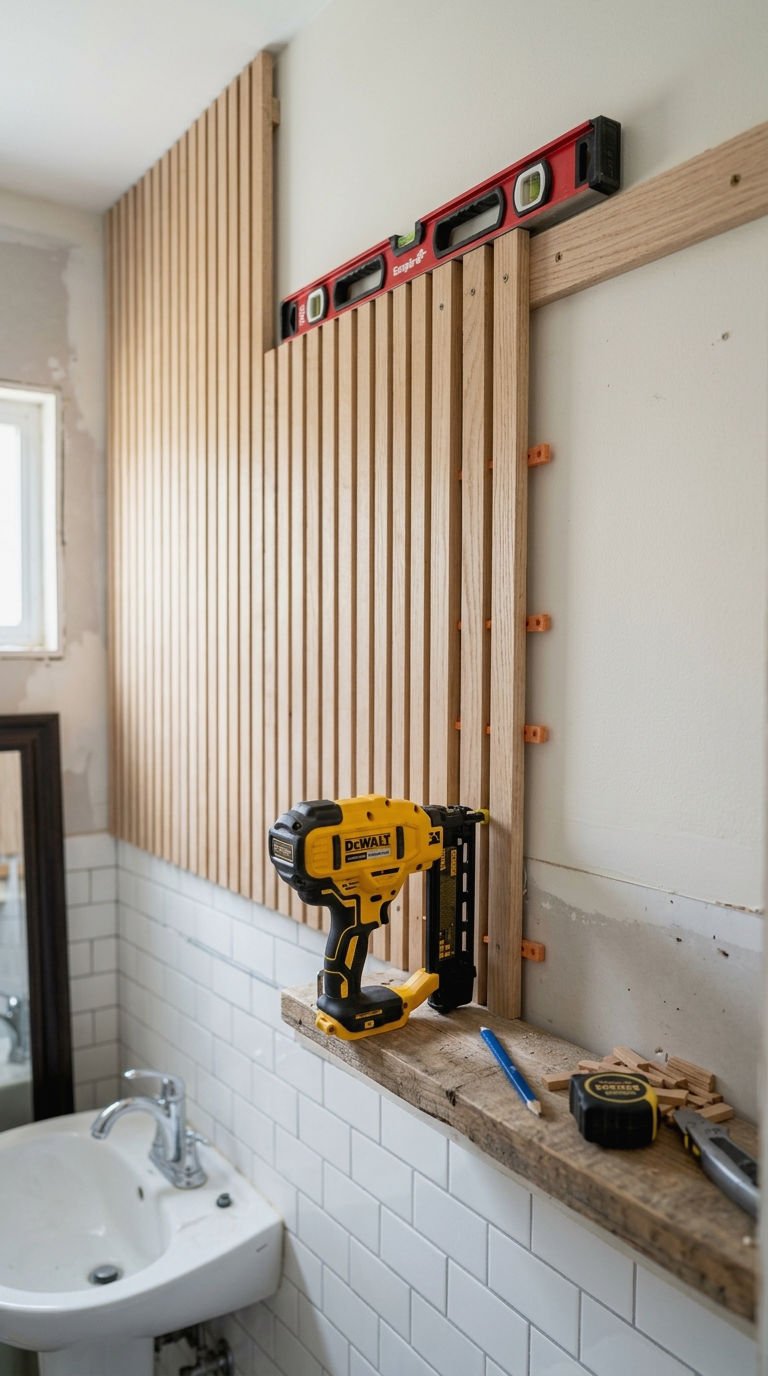 21 Wood Slat Wall Bathroom Ideas That Turn a Boring Room Into a Spa 7 7. DIY Wood Slat Wall Bathroom Guide