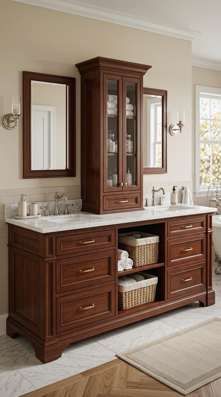 10. Double Sink Vanity with Center Cabinet