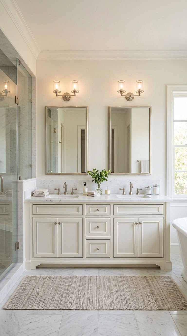 22 Bathroom Wall Sconce Picks That Actually Make Sense 4 4. Double Vanity Wall Sconce Layouts