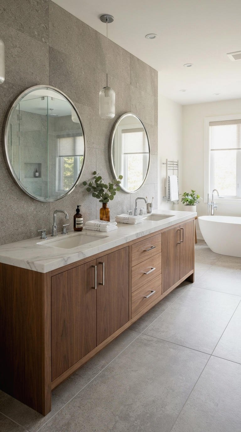 10. Double Vanity With Marble Countertop