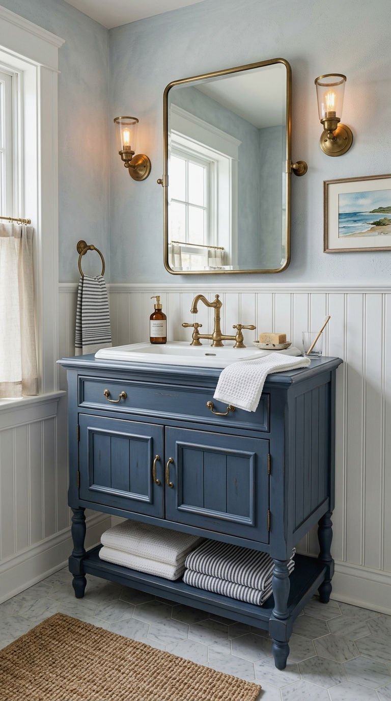 7. Dreamy Blue Vintage Vanity