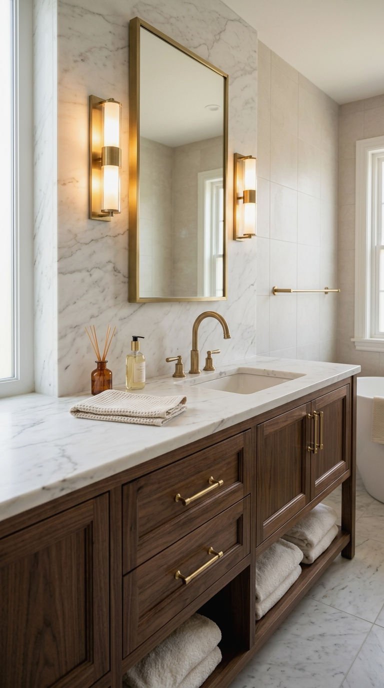 5. Elegant Marble Backsplash for Vanity