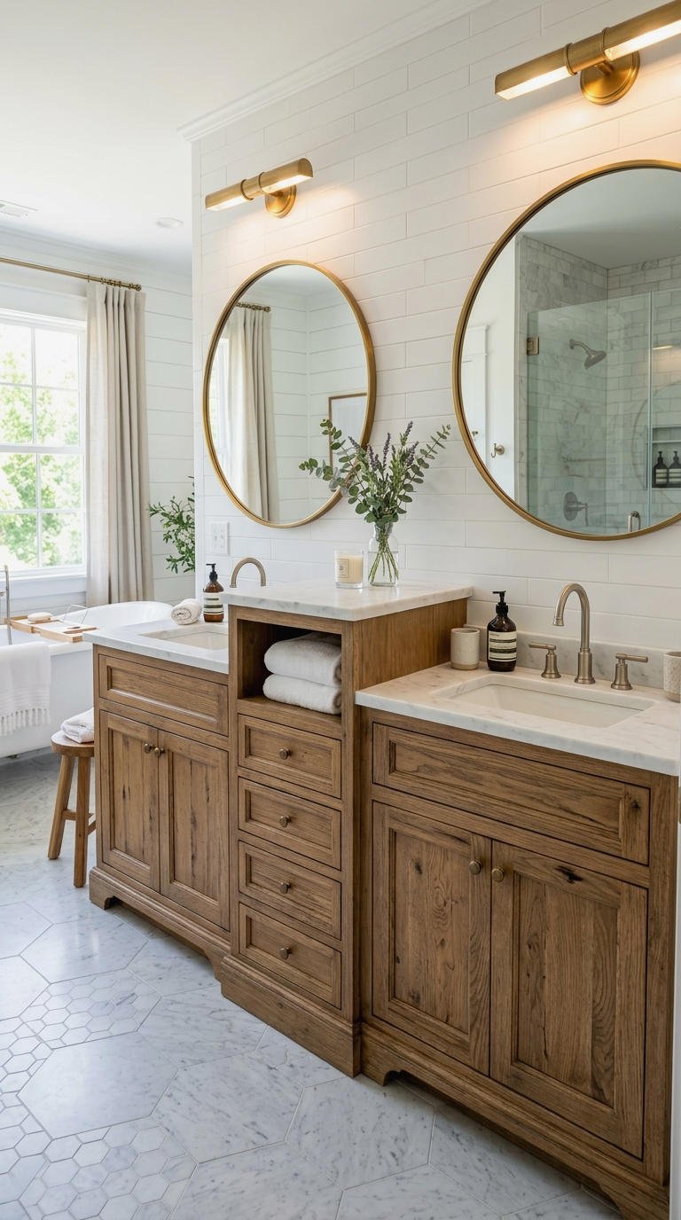 6. Farmhouse Double Vanity For Master Bath