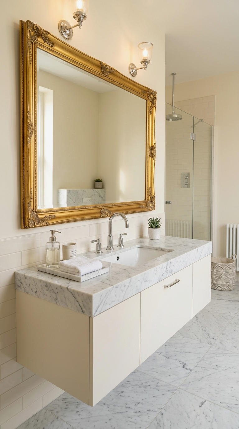 14. Floating Marble Vanity for Luxe Baths