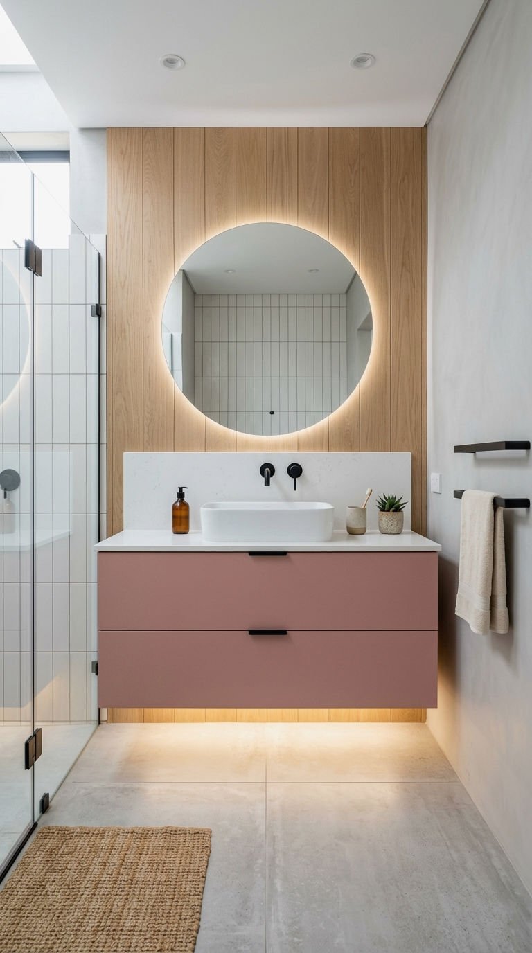 19. Floating Pink Vanity Design