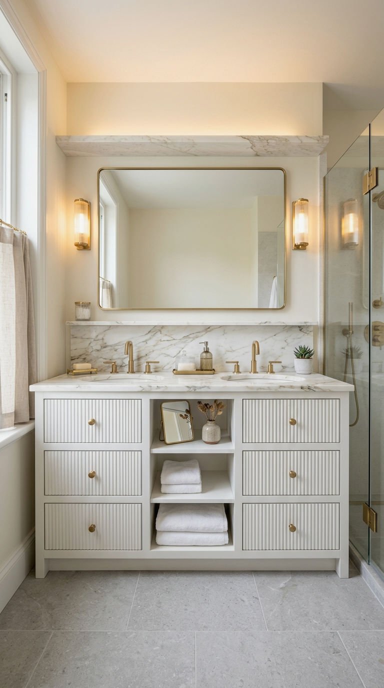 20. Fluted White Vanity Details