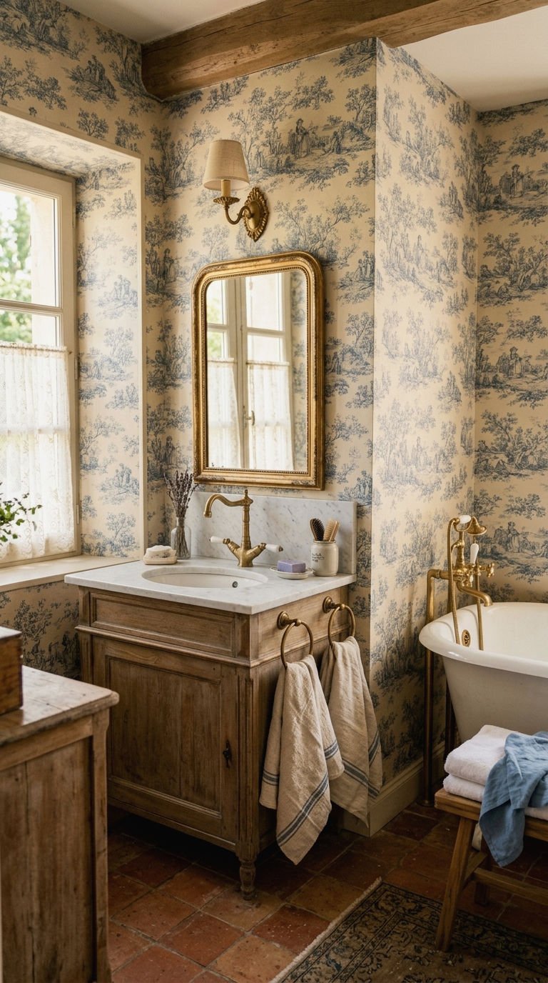 21. French Country Bathroom Wallpaper
