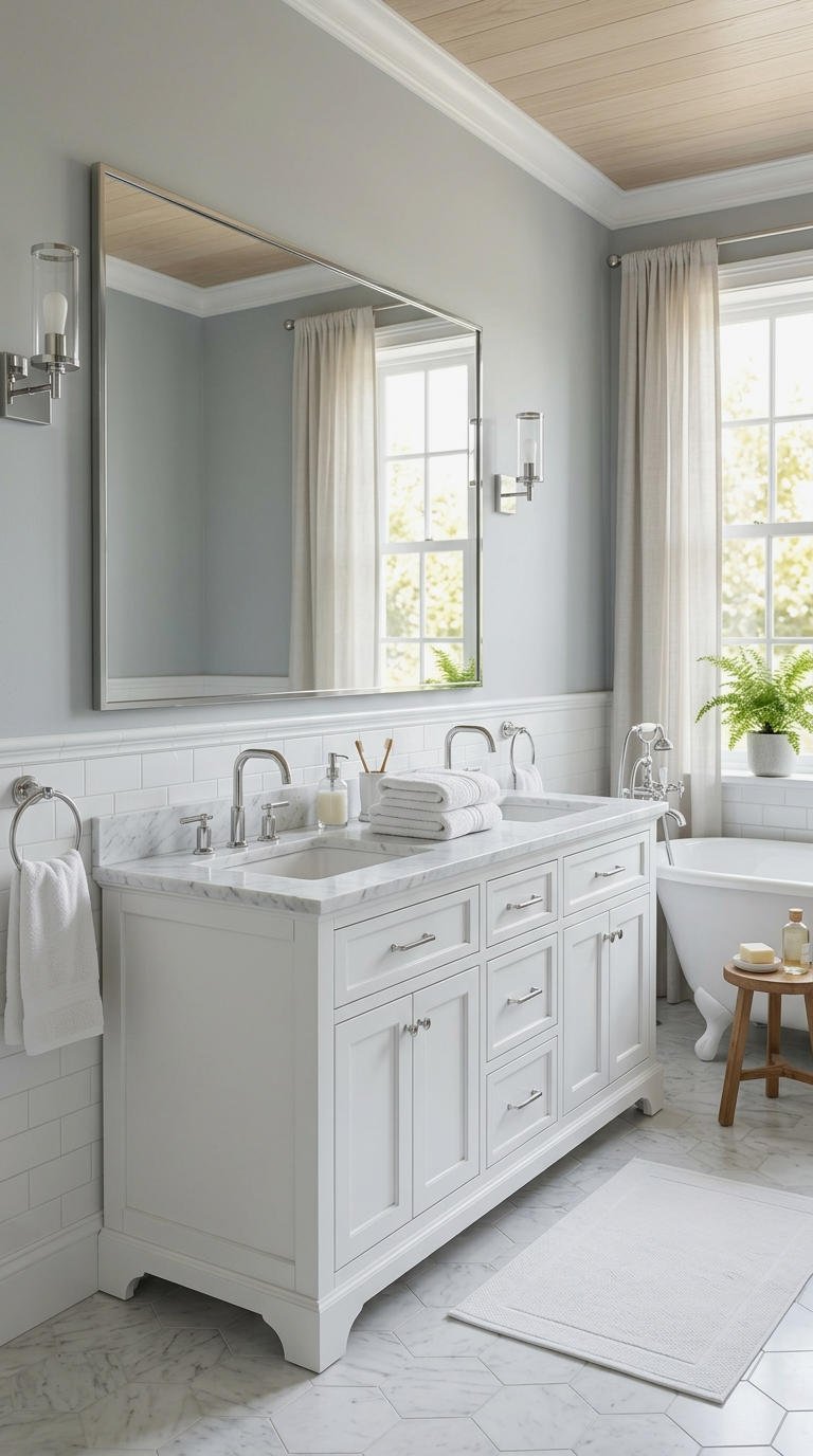 3. Fresh White Double Sink Vanity