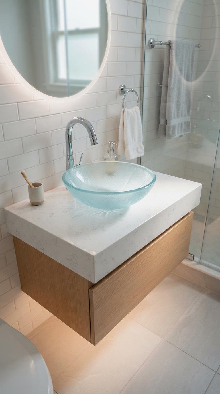 10. Glass Vessel Sink Bathroom Sparkle