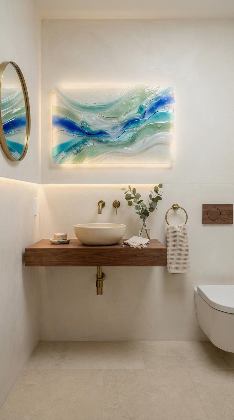 17. Glass Wall Art for Bathroom