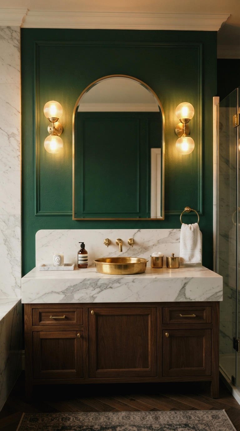 7. Gold and Brass Bathroom Vanity Lighting