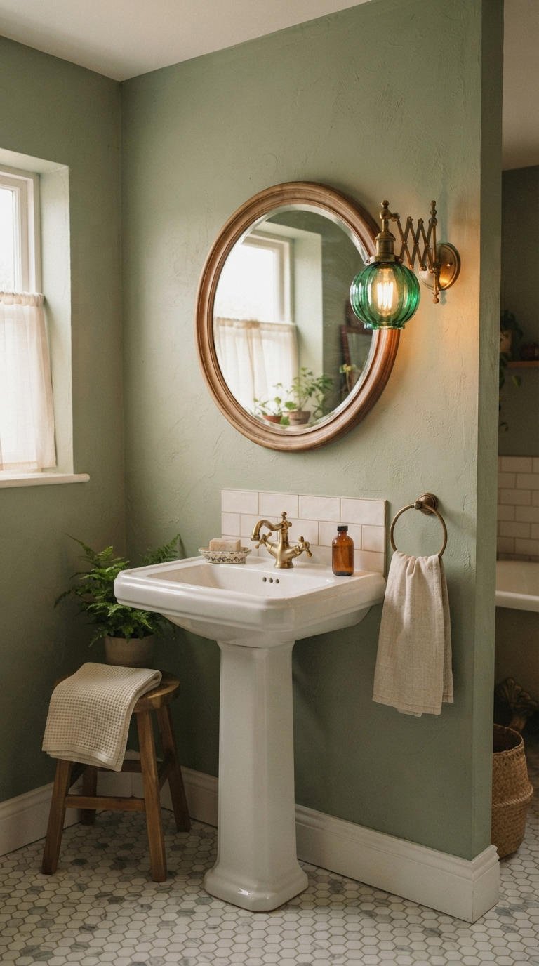 19. Green Glass Bathroom Wall Lamp
