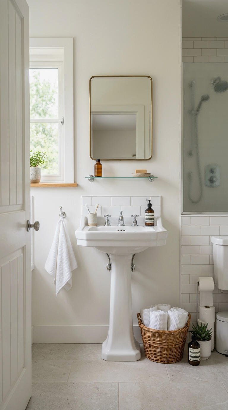 13. Guest Bathroom Pedestal Sink Setup