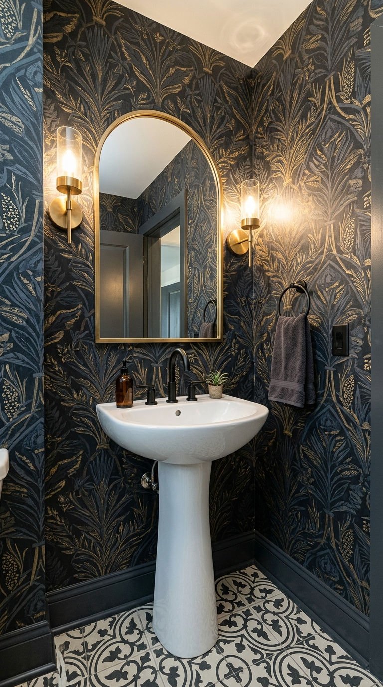 3. Half Bathroom Wallpaper Inspiration